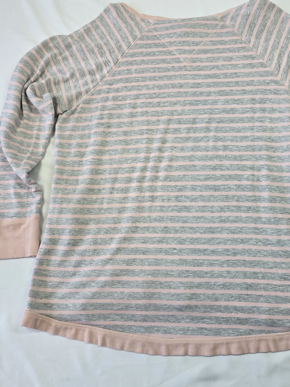 Christopher & Banks Grey Pink Striped Tulip Hem Long Sleeve Top Size Large